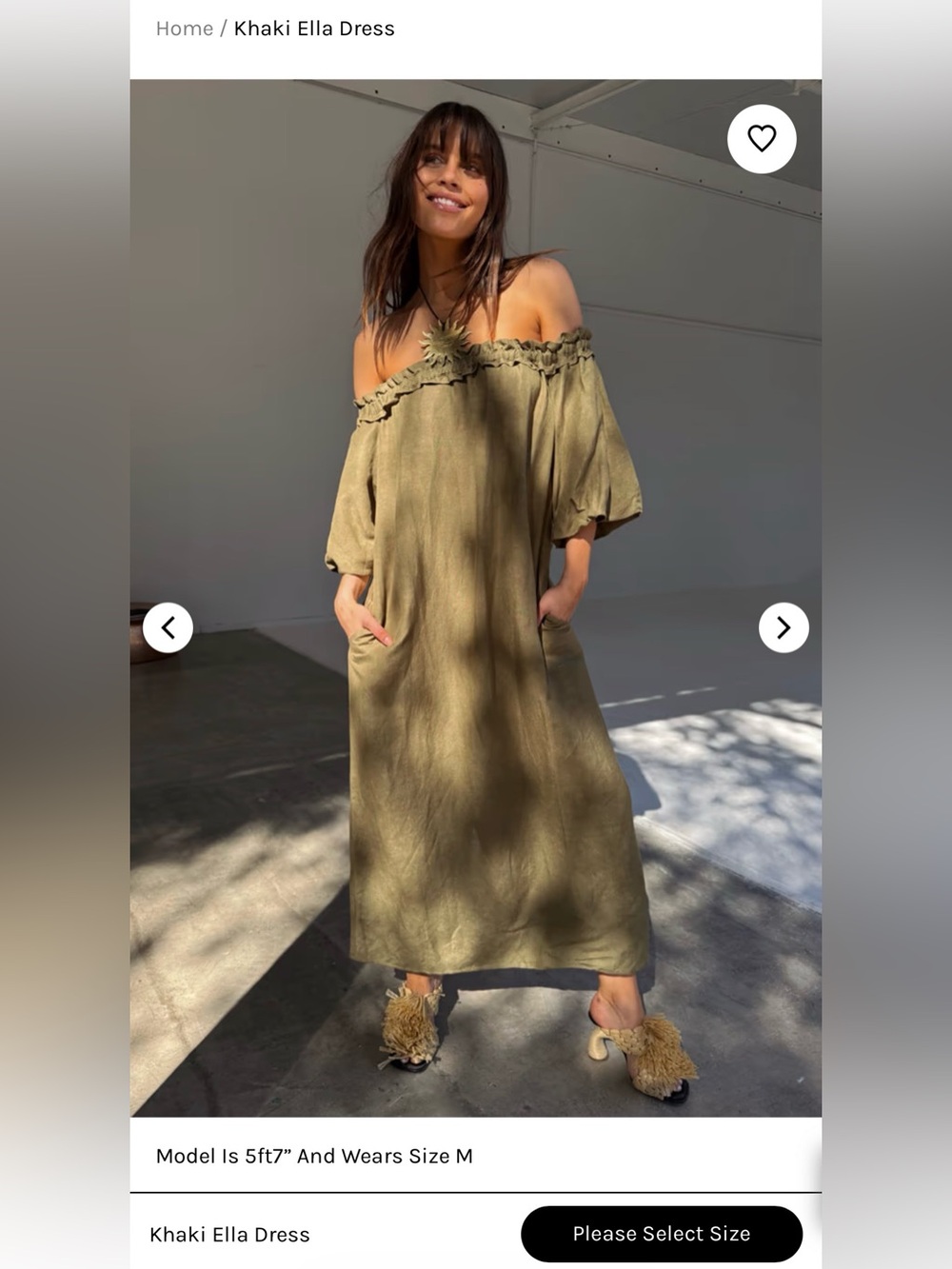 Boho style - Never Fully Dressed Khaki Ella Maxi Dress Off Pockets size L